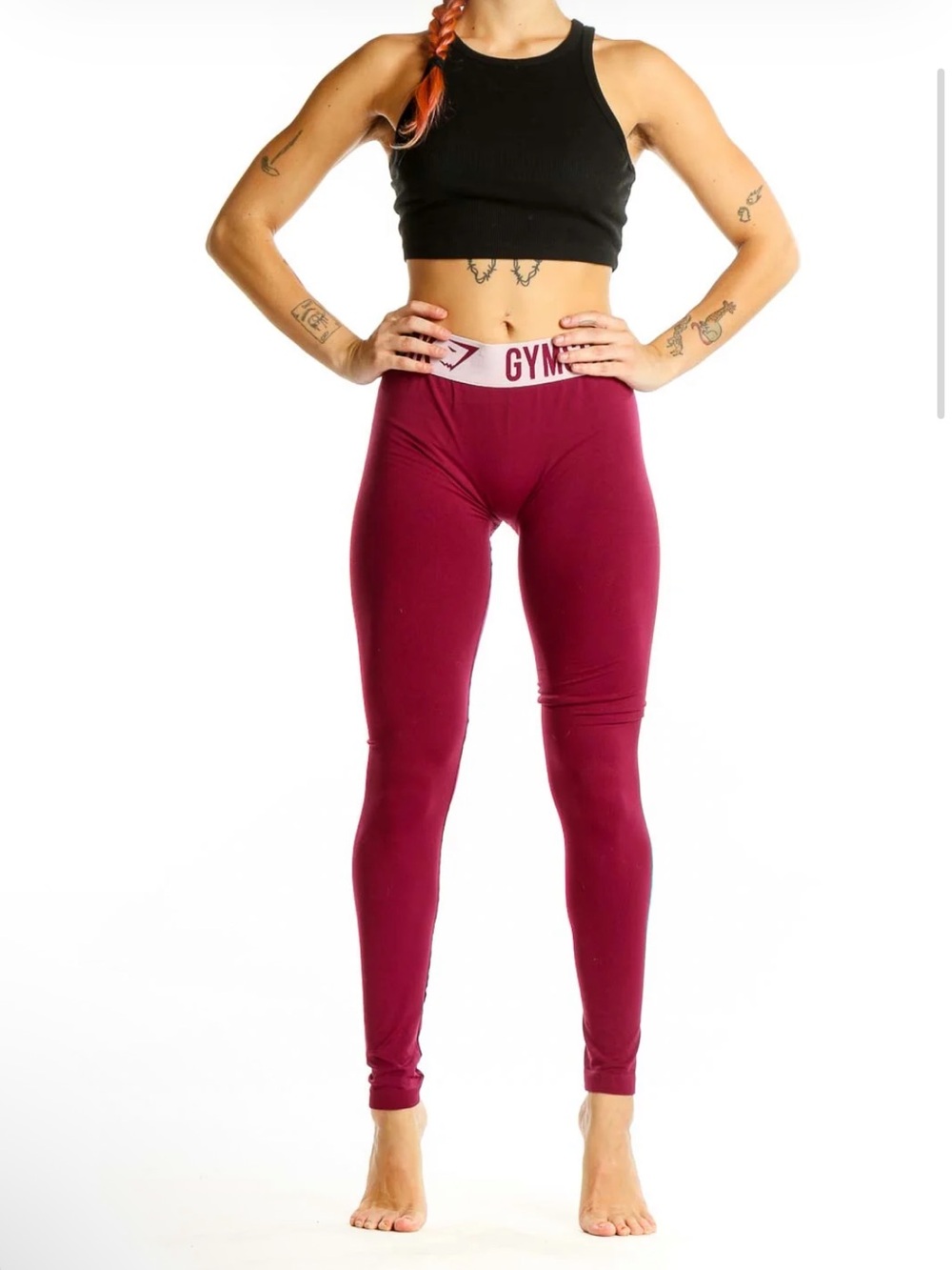 Gymshark High Waisted Compression Leggings - Burgundy